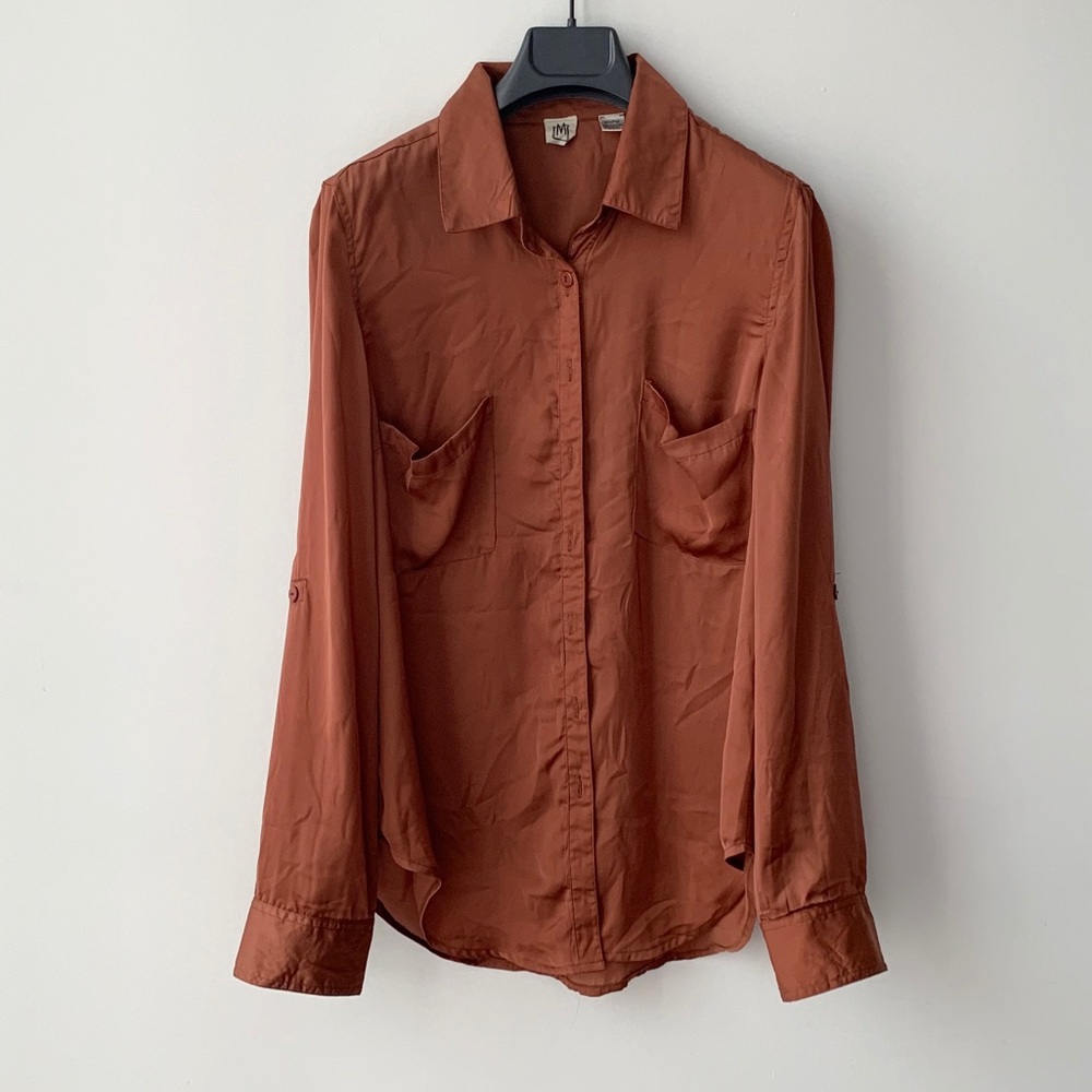 Satin button down shirt